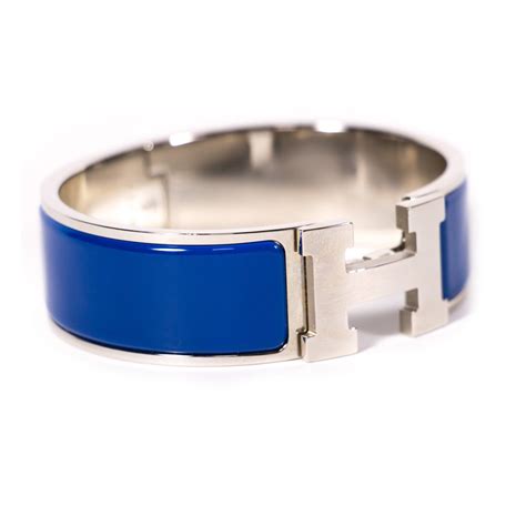 hermes blue printed bracelet|Hermes enamel h bracelet.